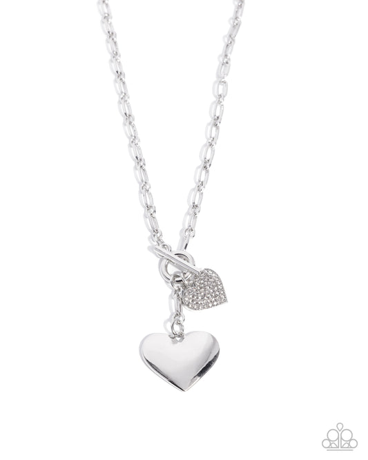 Paparazzi Courting Charisma - Silver Heart Charm Toggle Closure Pendant Necklace