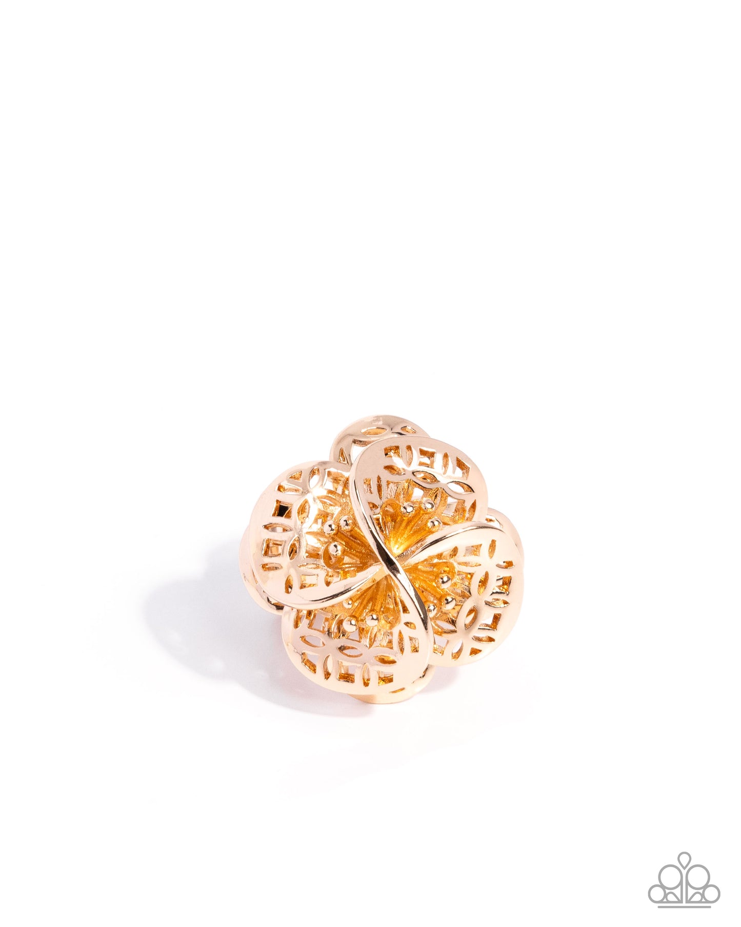 Paparazzi Luminescent Lattice - Gold Lattice Flower Statement Ring