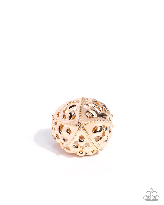 Paparazzi Starfish Statement - Gold Starfish Beach Style Ring