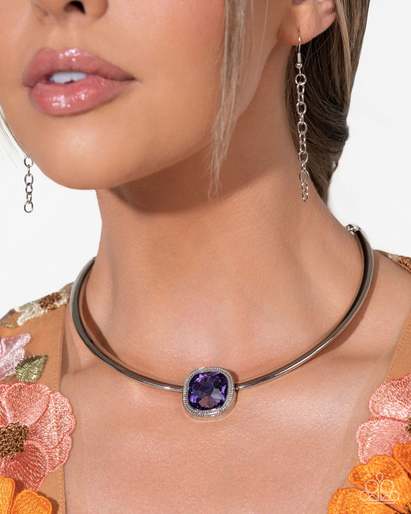 Asscher Assumption - Complete Look Adorably Asscher Purple Gem Necklace & Asscher Admiration Purple Gem Bracelet Paparazzi N3618