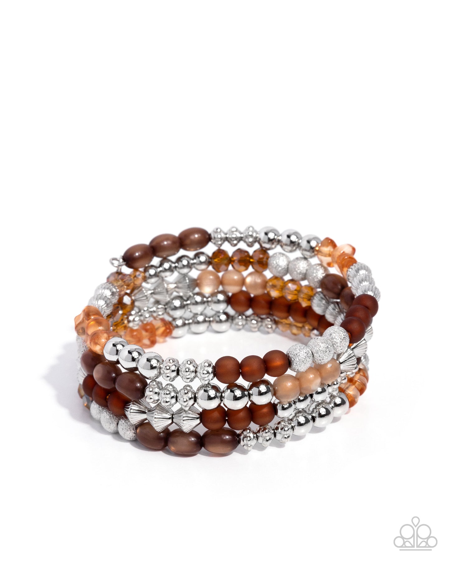 Colorful Compromise - Brown & Silver Coil Bracelet Paparazzi B2446