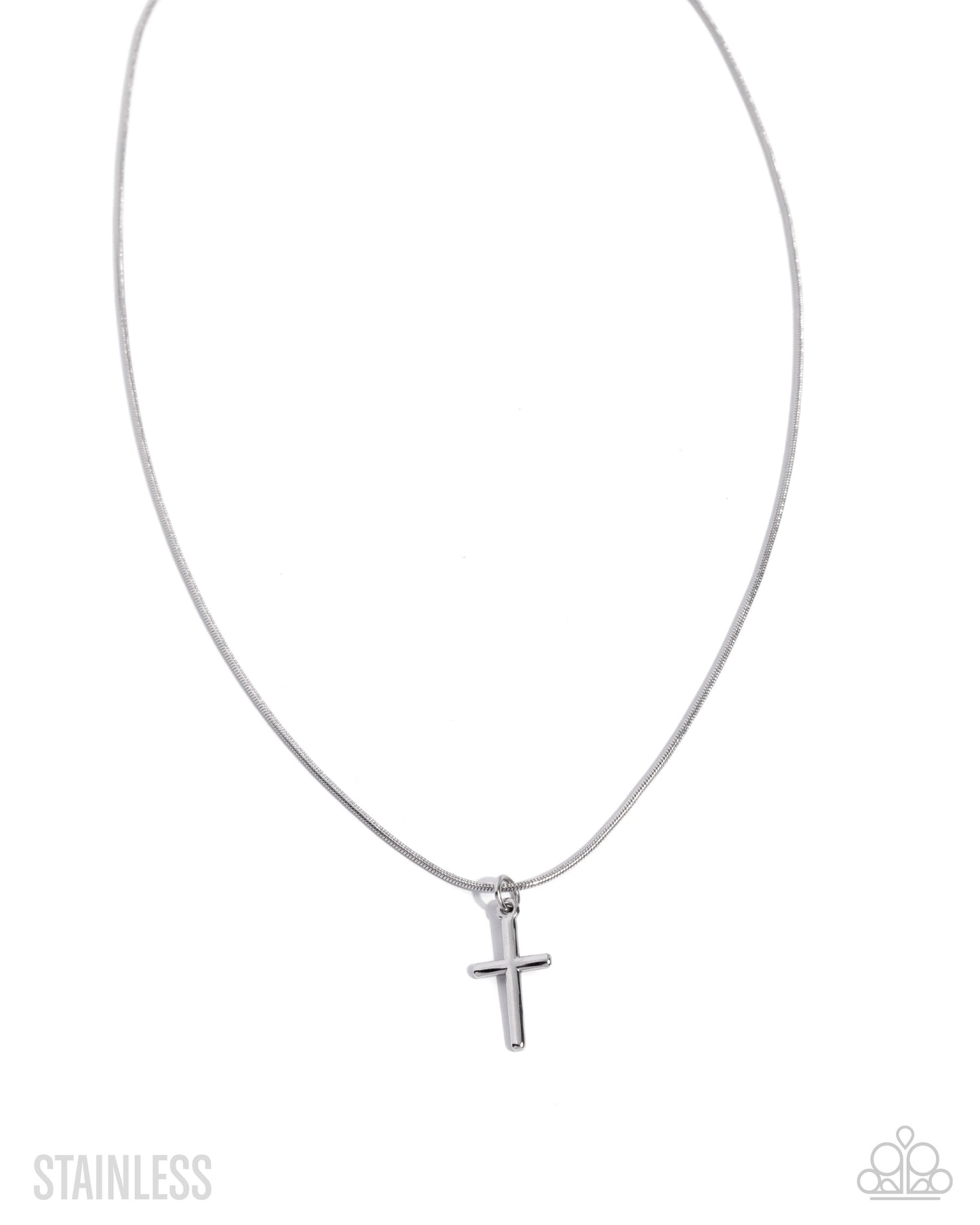 Paparazzi Giving Grace - Silver Stainless Steel Cross Necklace N0992