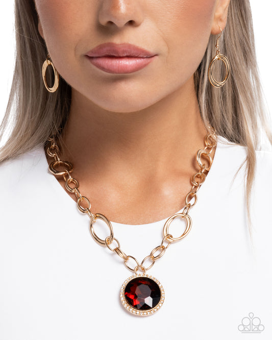 Sophisticated Statement - Brown Topaz Gem Gold Chain Necklace Paparazzi