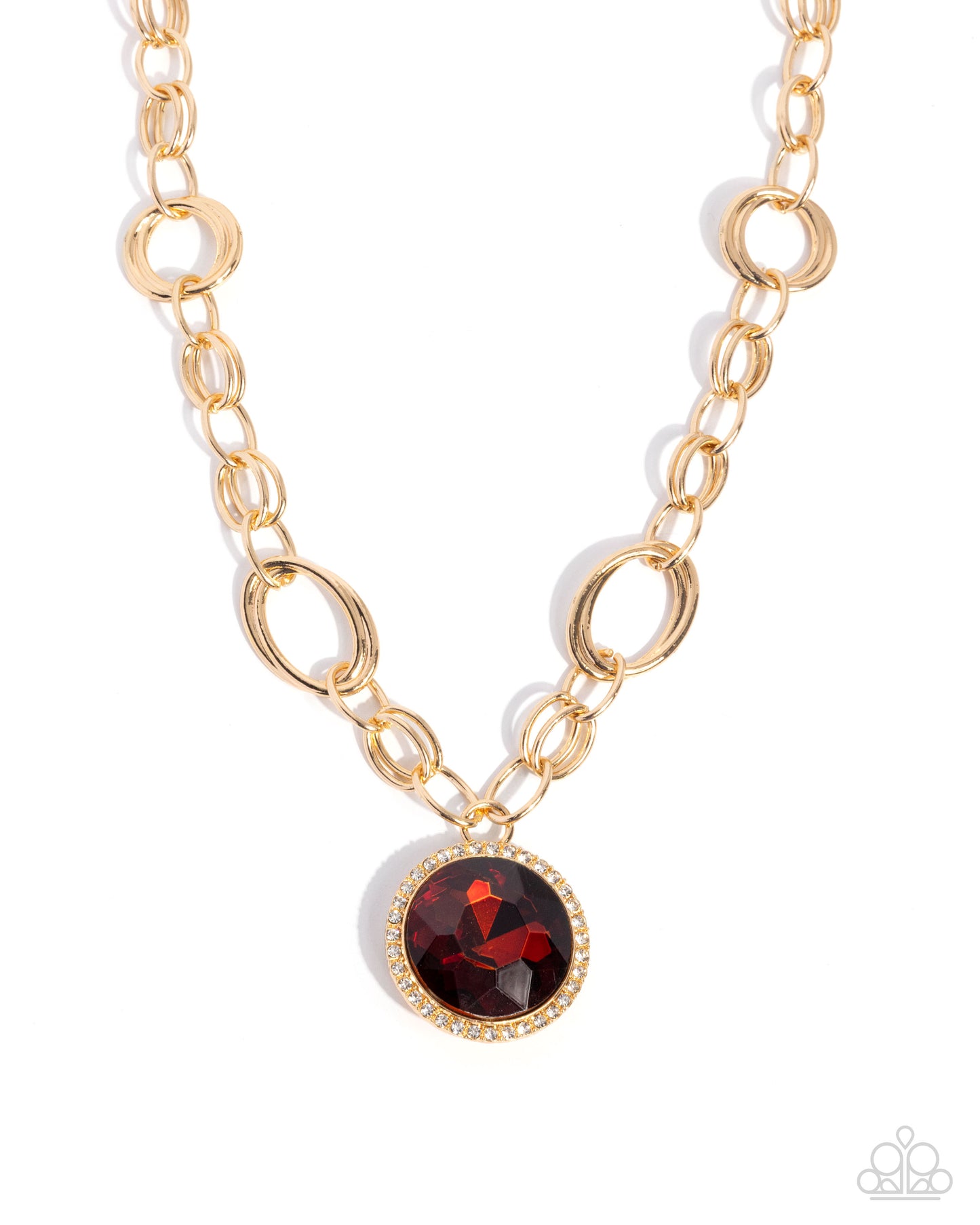 Sophisticated Statement - Brown Topaz Gem Gold Chain Necklace Paparazzi