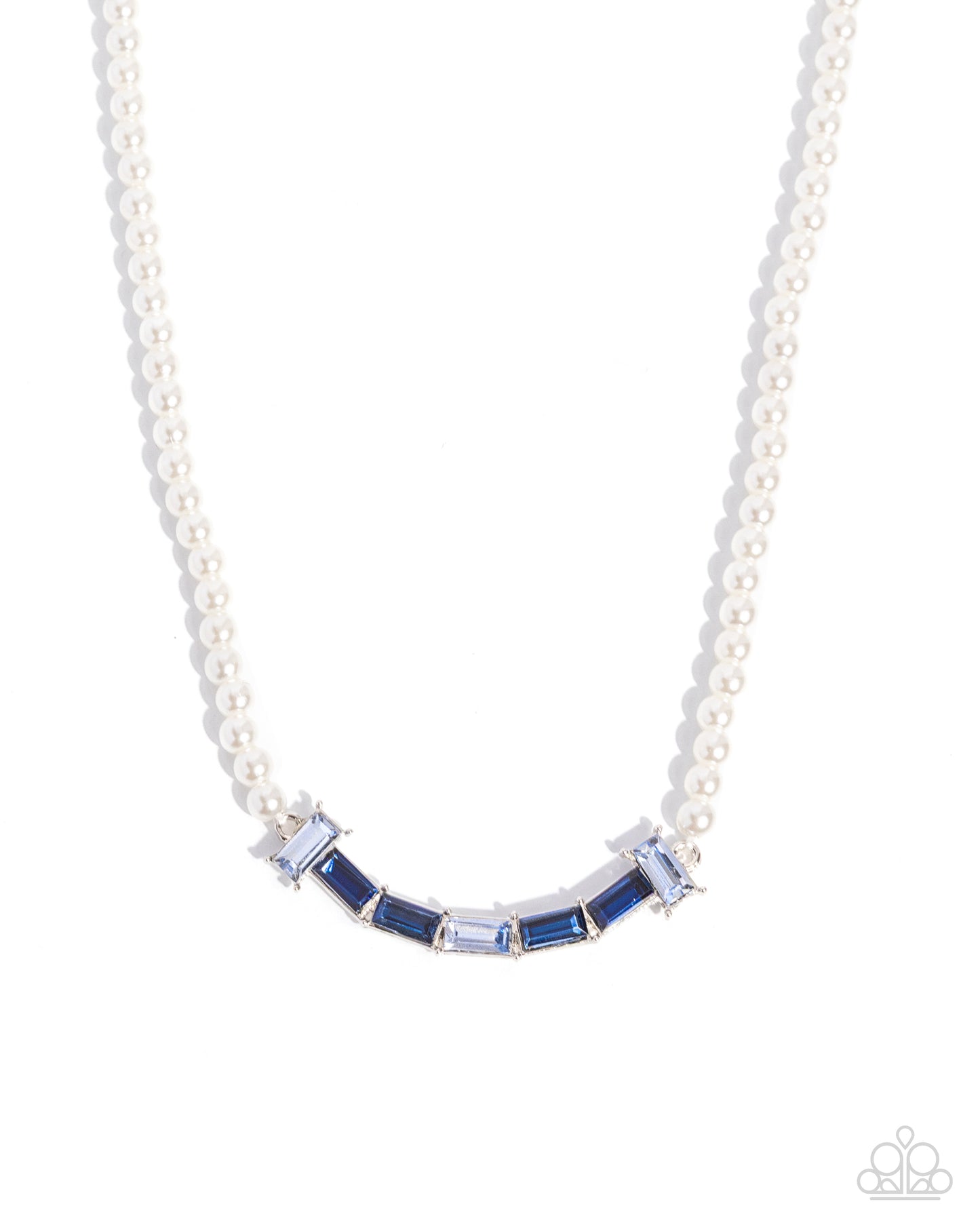 Eloquent Emeralds - Blue Multicolored Gem & White Pearl Necklace Paparazzi