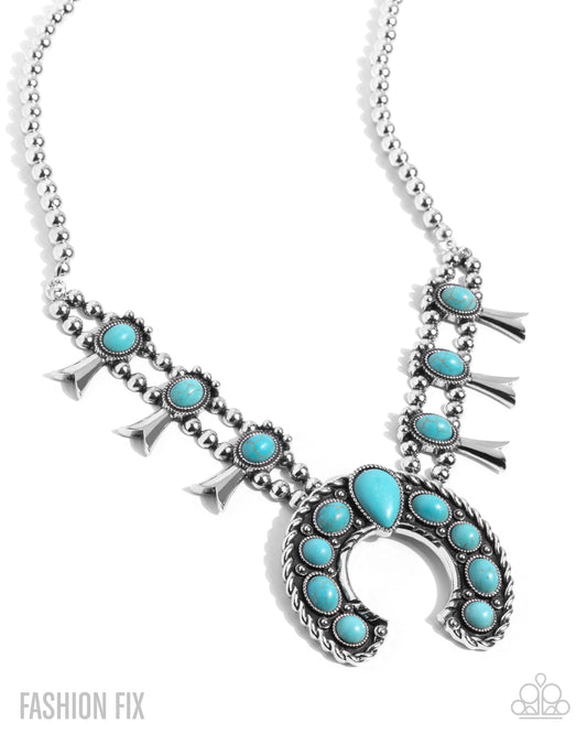 Rustic Route - Blue Turquoise Squash Blossom Necklace Simply Santa Fe Fashion Fix August 2025 Paparazzi