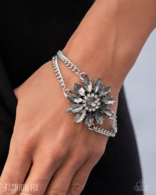 Edge of Elegance - Silver  Smokey Gem Floral Bracelet Magnificent Musings Fashion Fix July 2025B2312