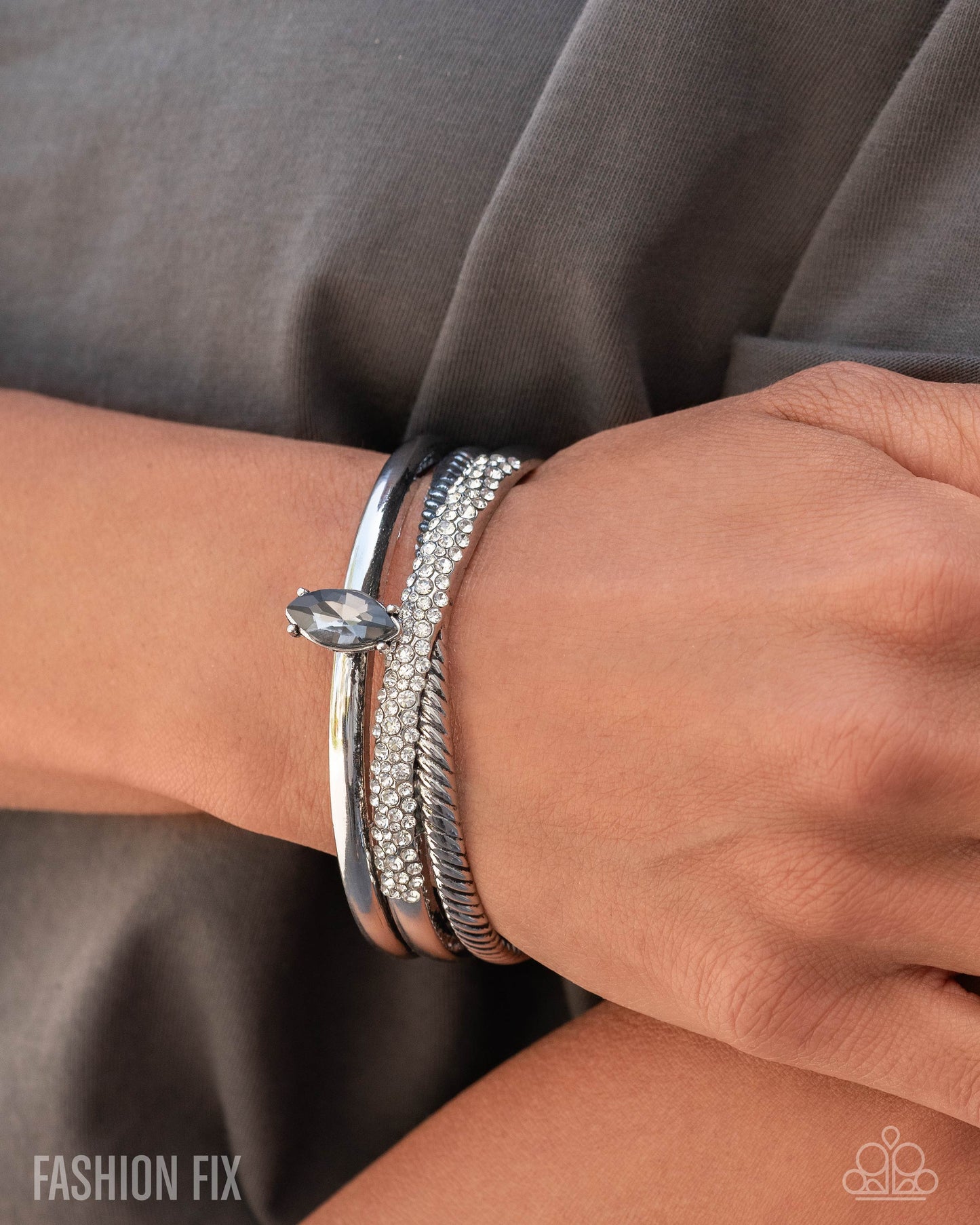 Bold Boundary - Silver Gem Cuff Bracelet Magnificent Musings Fashion Fix July 2025 Paparazzi B2313