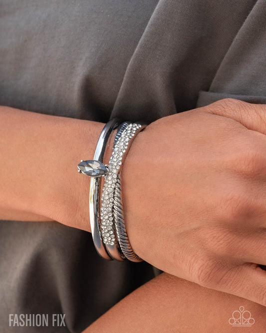 Bold Boundary - Silver Gem Cuff Bracelet Magnificent Musings Fashion Fix July 2025 Paparazzi B2313