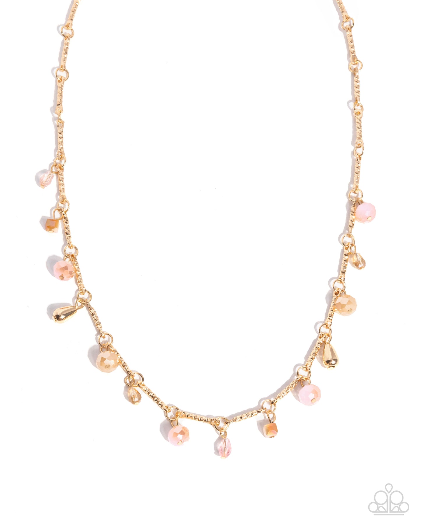 Paparazzi Cinematic Charisma - Pink - Soft Pink & Topaz Gem Gold Necklace N3823