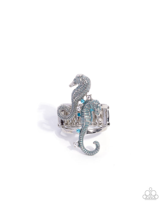 Paparazzi Seahorse Specialty - Blue & Silver Seahorse Ring