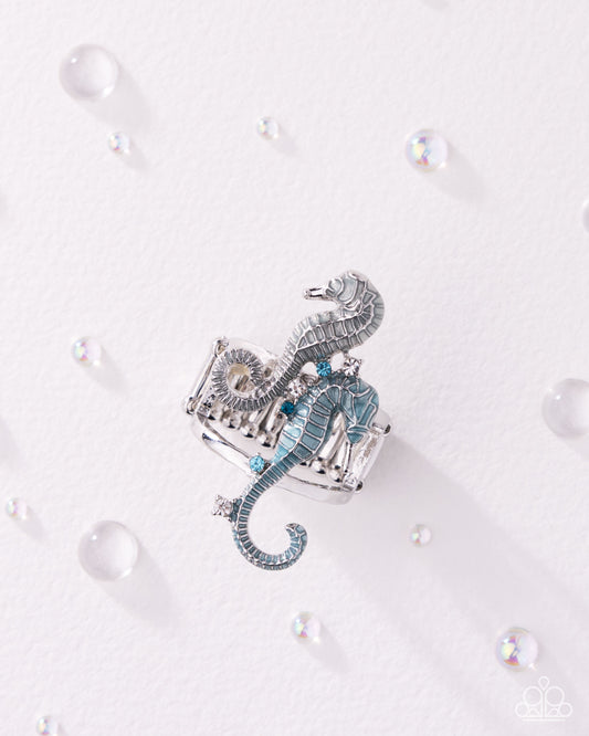 Paparazzi Seahorse Specialty - Blue & Silver Seahorse Ring