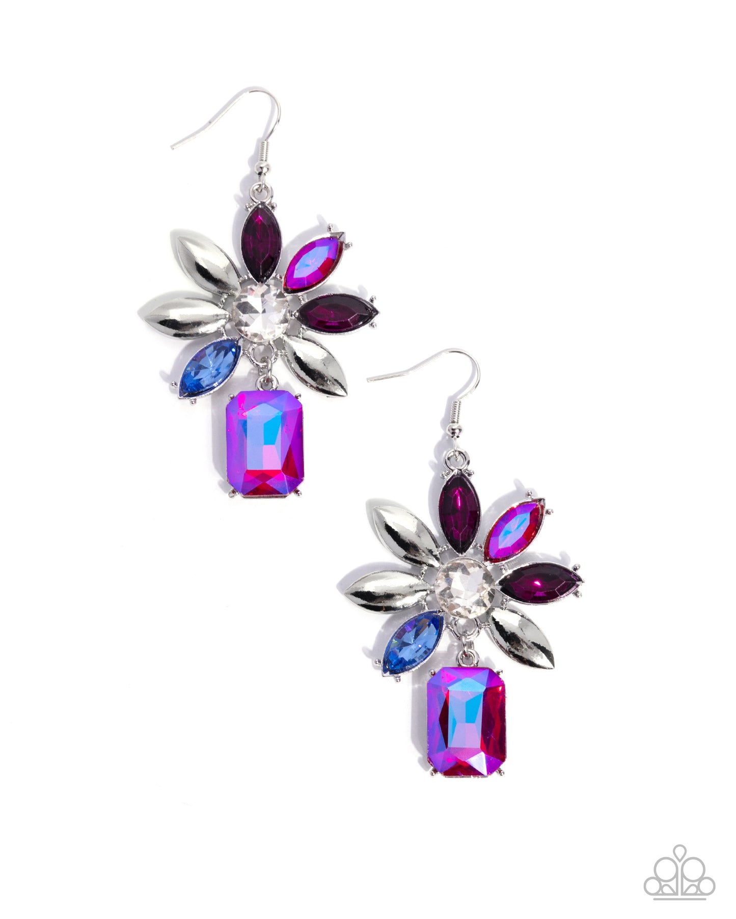 Paparazzi Meaningful Masterpiece - Pink - UV Pink Iridescent & Blue Gem Earring E3239