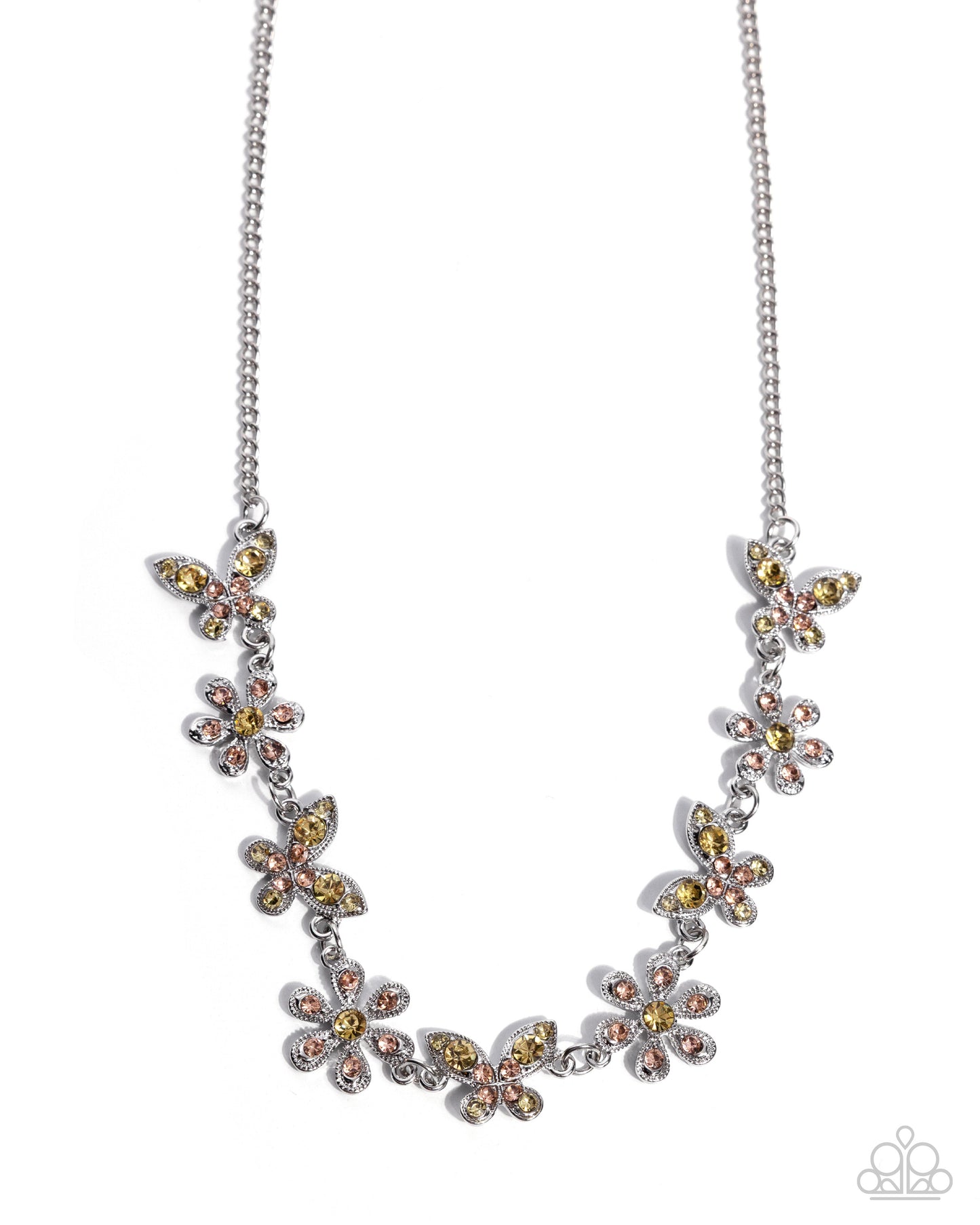 Paparazzi Whimsical Indulgence - Complete Look Whimsical Delight Yellow Butterfly Necklace, Whimsically Content Yellow Earring Jewelry Set N3895