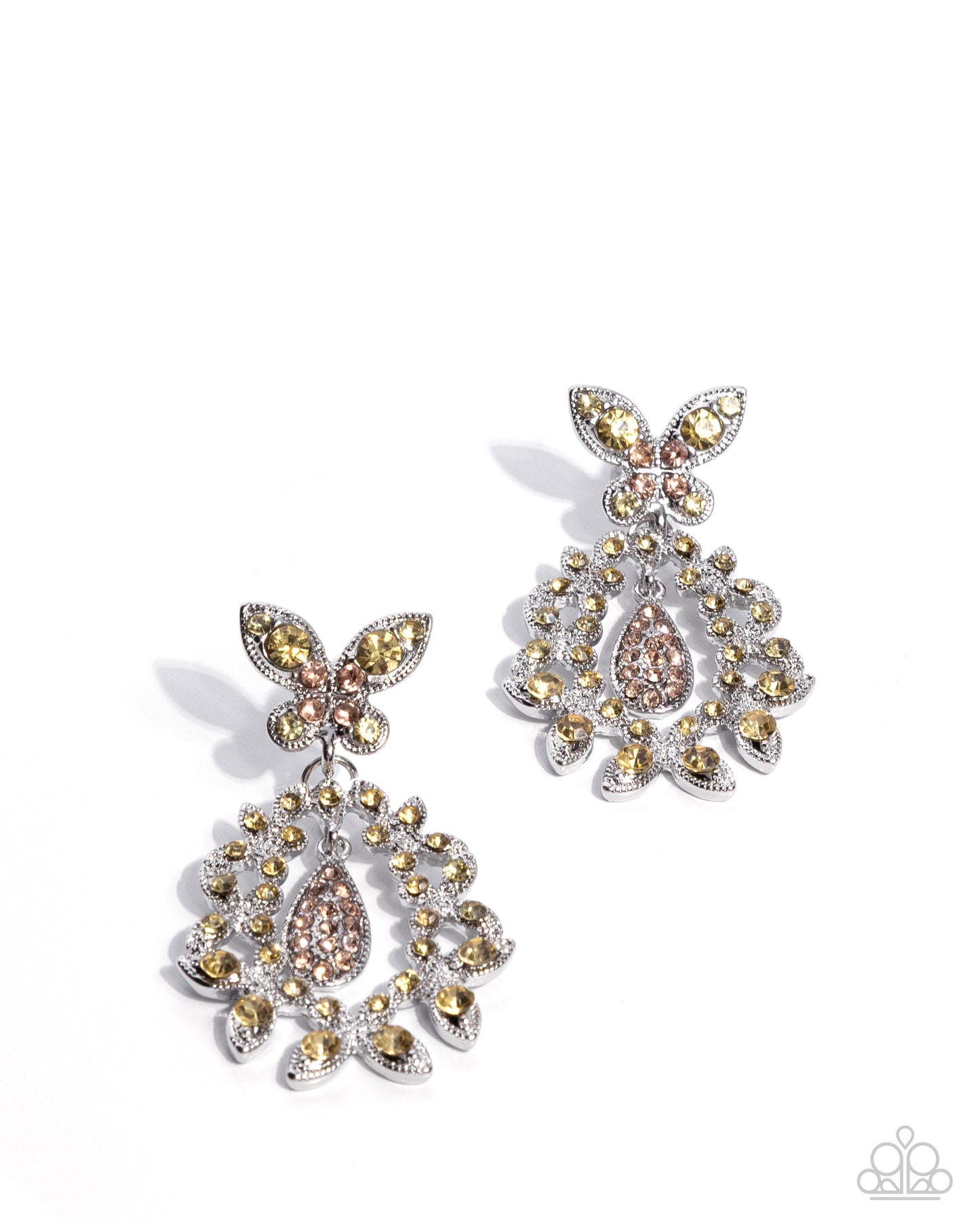 Paparazzi Whimsical Indulgence - Complete Look Whimsical Delight Yellow Butterfly Necklace, Whimsically Content Yellow Earring Jewelry Set N3895
