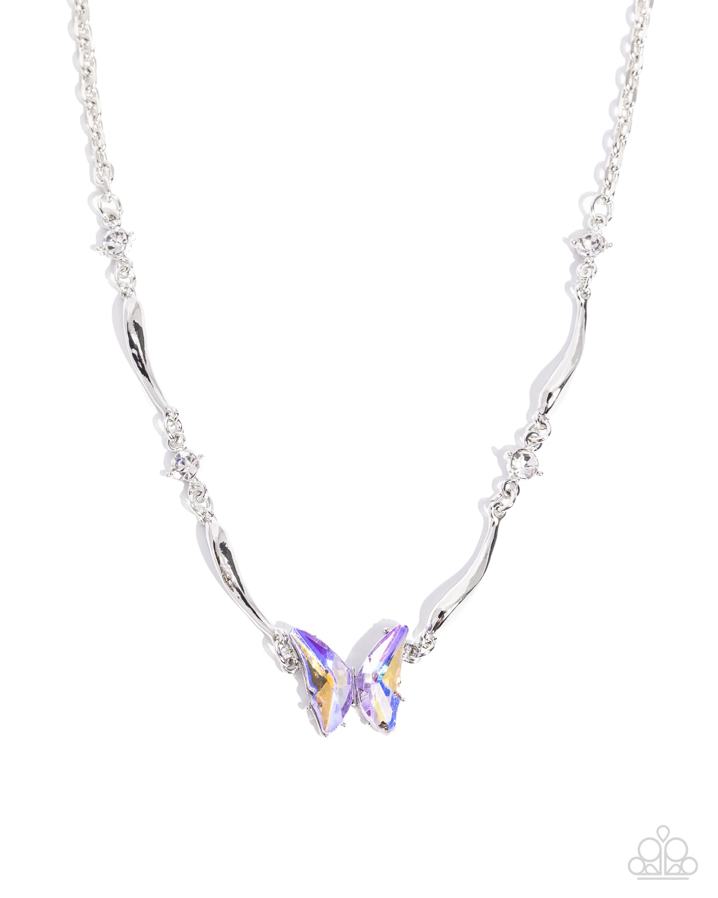 Paparazzi Gliding Glitz - Purple UV Shimmery Butterfly Silver Necklace N3869