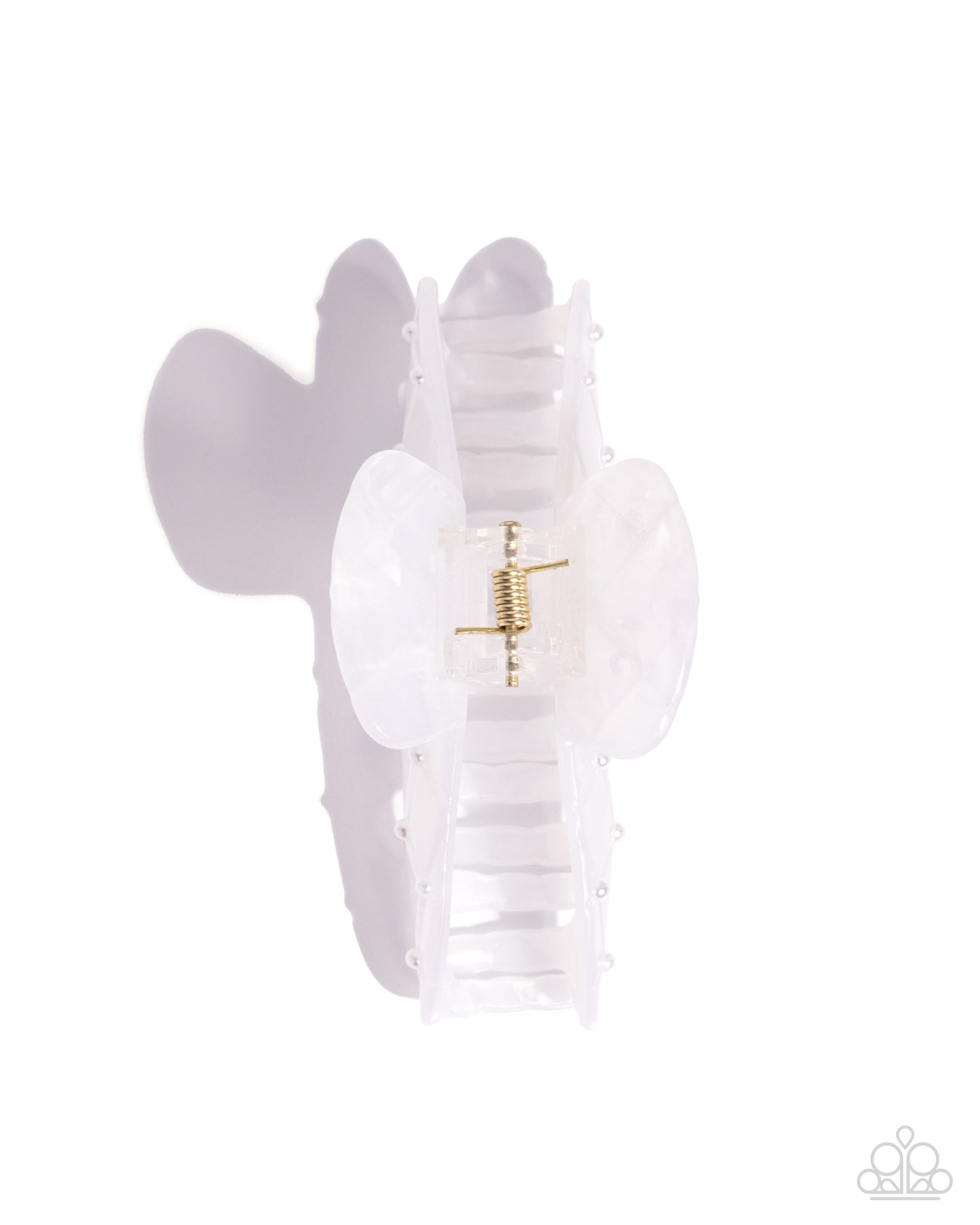 Precise Pearls - White Translucent Acrylic & Petite Pearl Accent Hair Claw Clip Paparazzi H0201