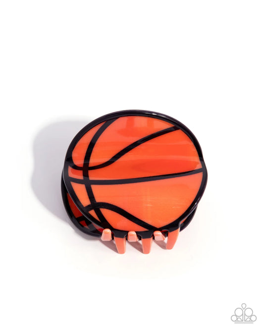 Paparazzi Basketball Babe - Orange Acrylic Basketball Sports Hair Claw Clip H0266