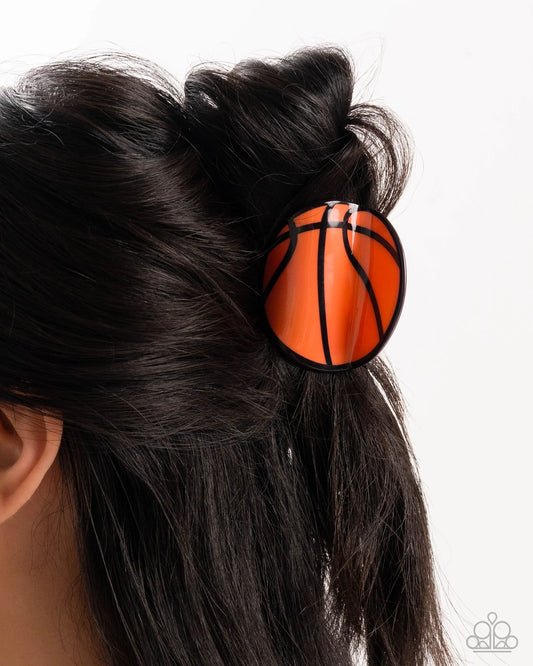 Paparazzi Basketball Babe - Orange Acrylic Basketball Sports Hair Claw Clip H0266