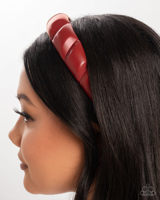 Exclusive Era - Red Faux Leather Padded Headband Paparazzi H0230