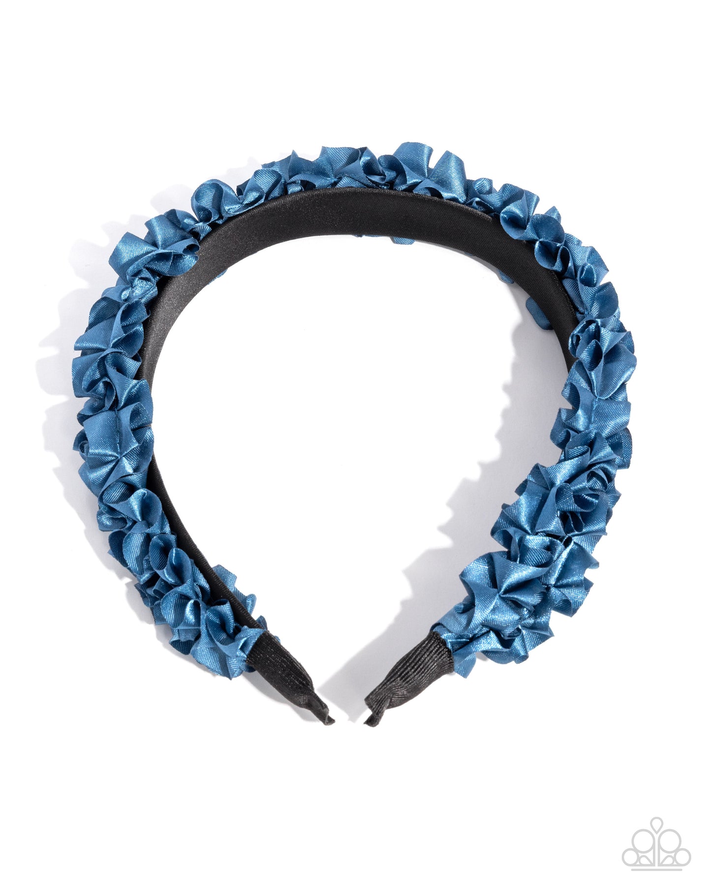 Ruffled Recruit - Blue Ruffled Ribbon Atop A Black Headband Hair Accessory Paparazzi H0218