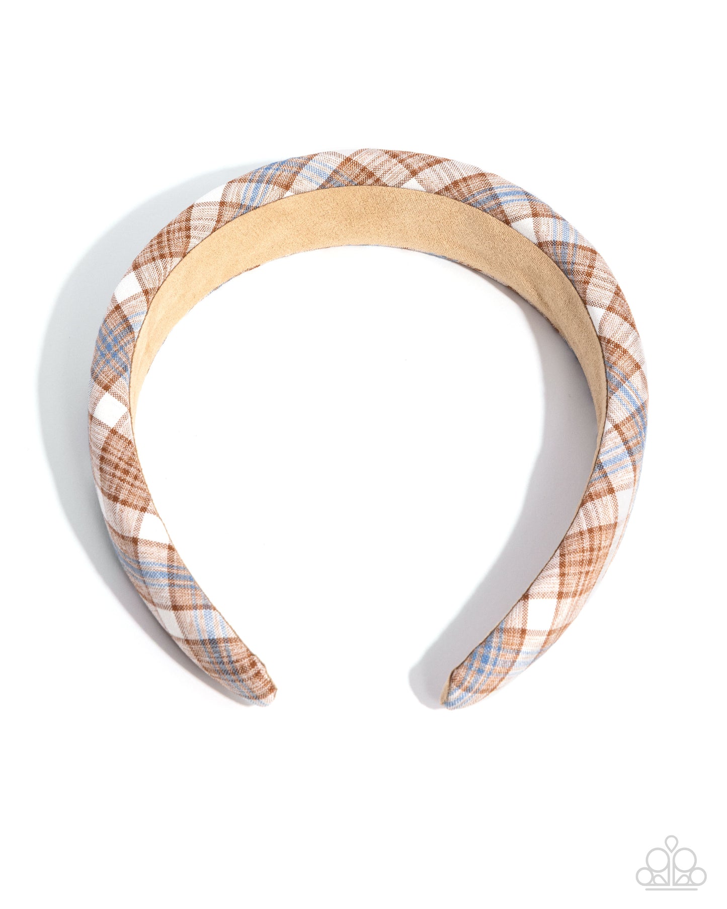 Adorably Academic - Brown, Light Blue, White Fabric Headband Hair Accessory Paparazzi H0227