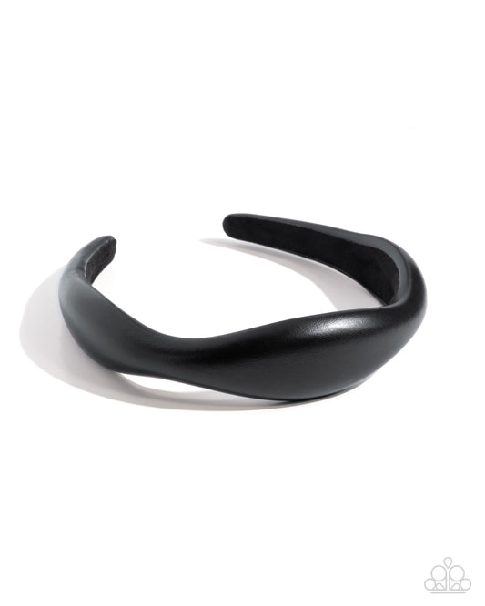 Exciting Eloquence - Black Leather Preppy Style Headband Paparazzi H0226