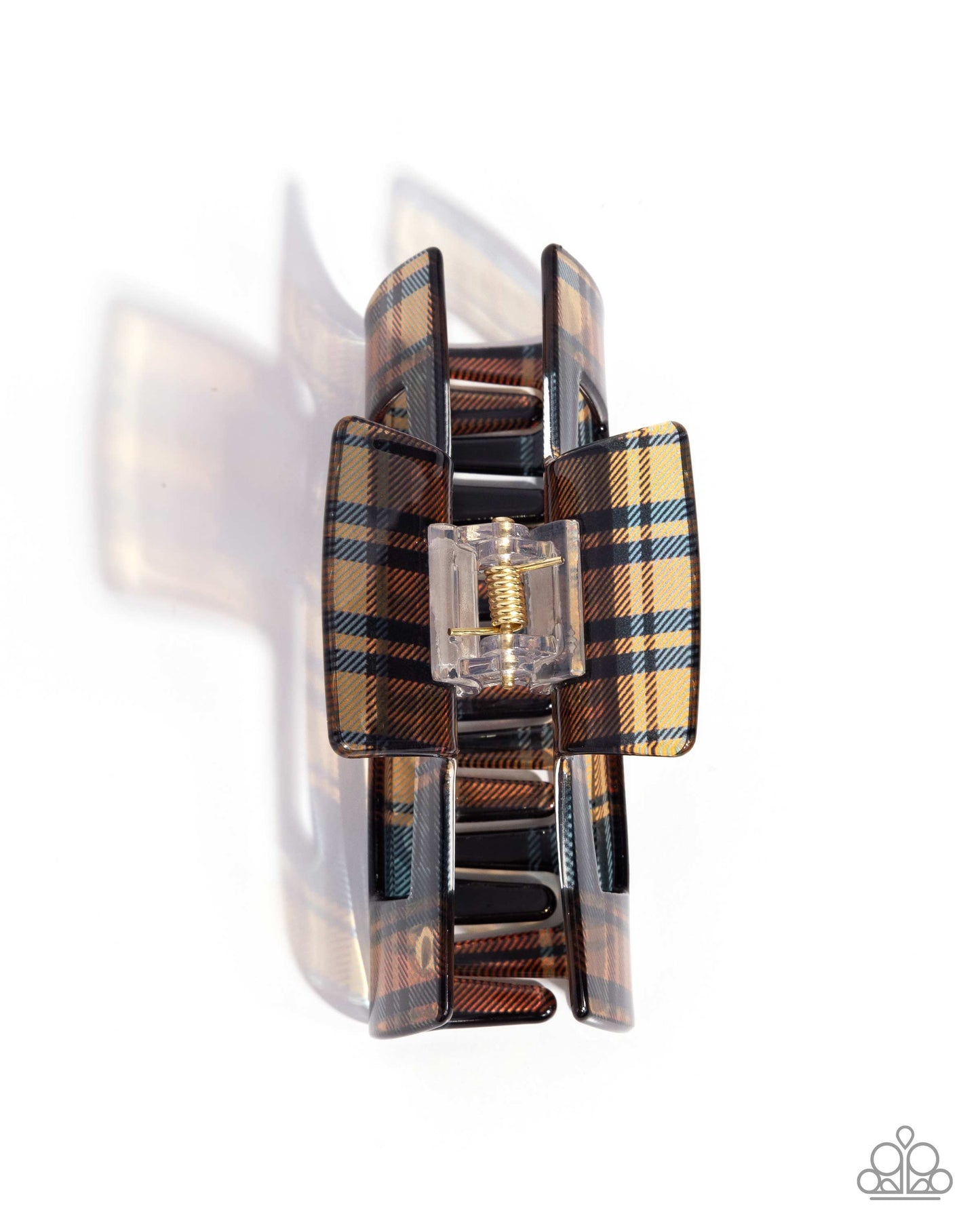 Prized Plaid - Brown Plaid Patterned Hair Claw Clip Paparazzi H0225