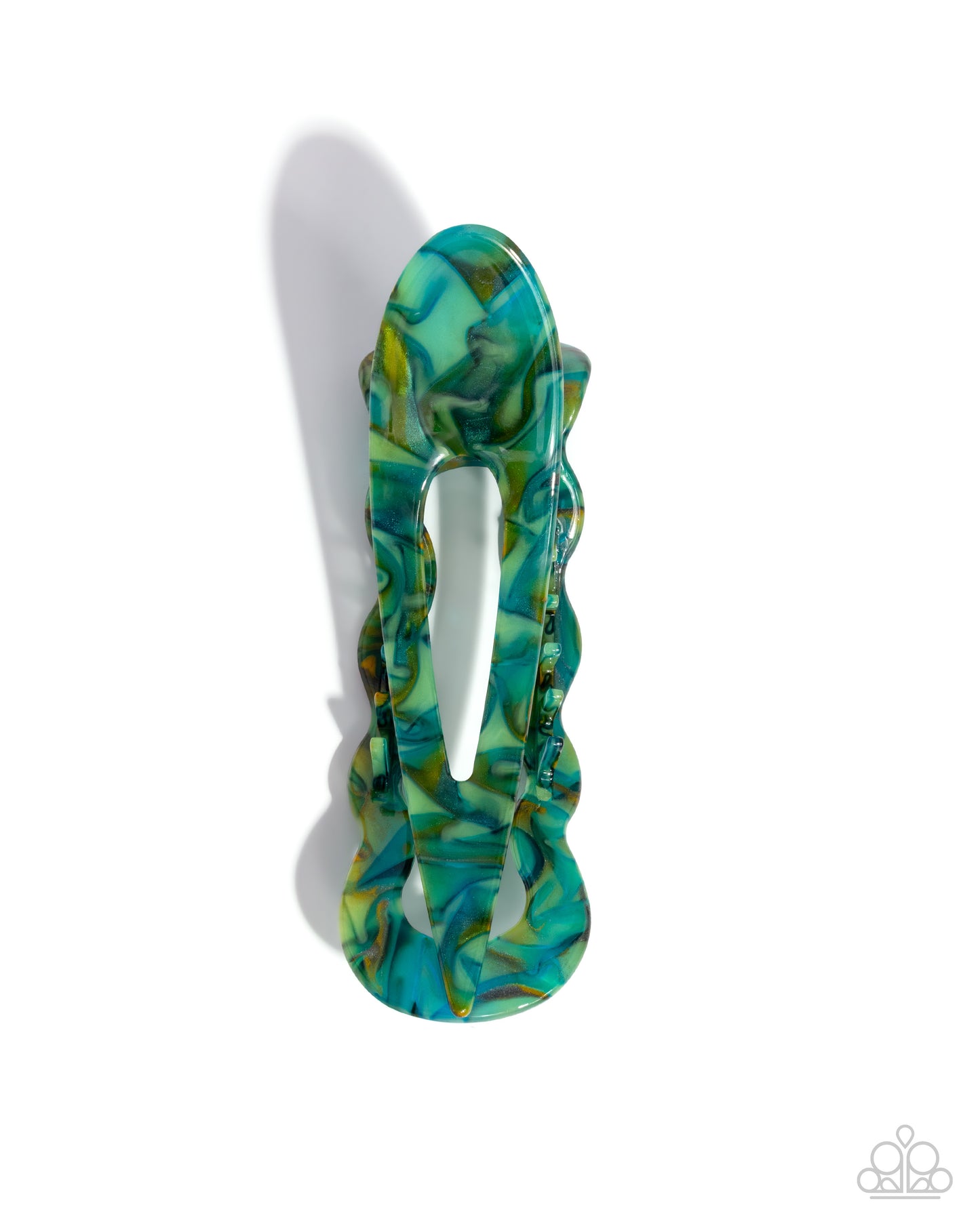 Jovial Jellyfish - Green Emerald Swirl Acrylic Flat Claw Clip Paparazzi H0214
