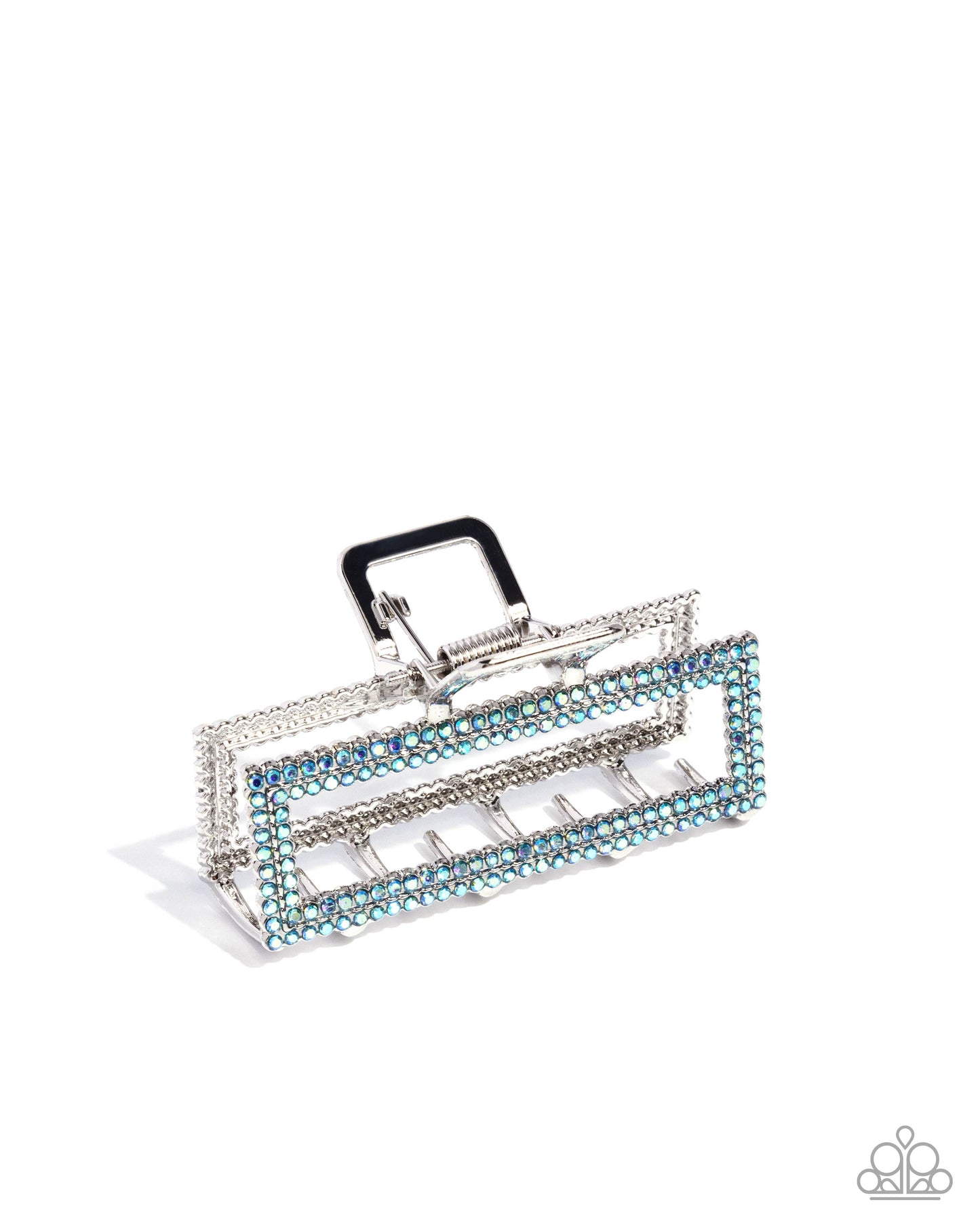 A Glittery Example - Blue Iridescent Rhinestone Hair Claw Clip Paparazzi H0192