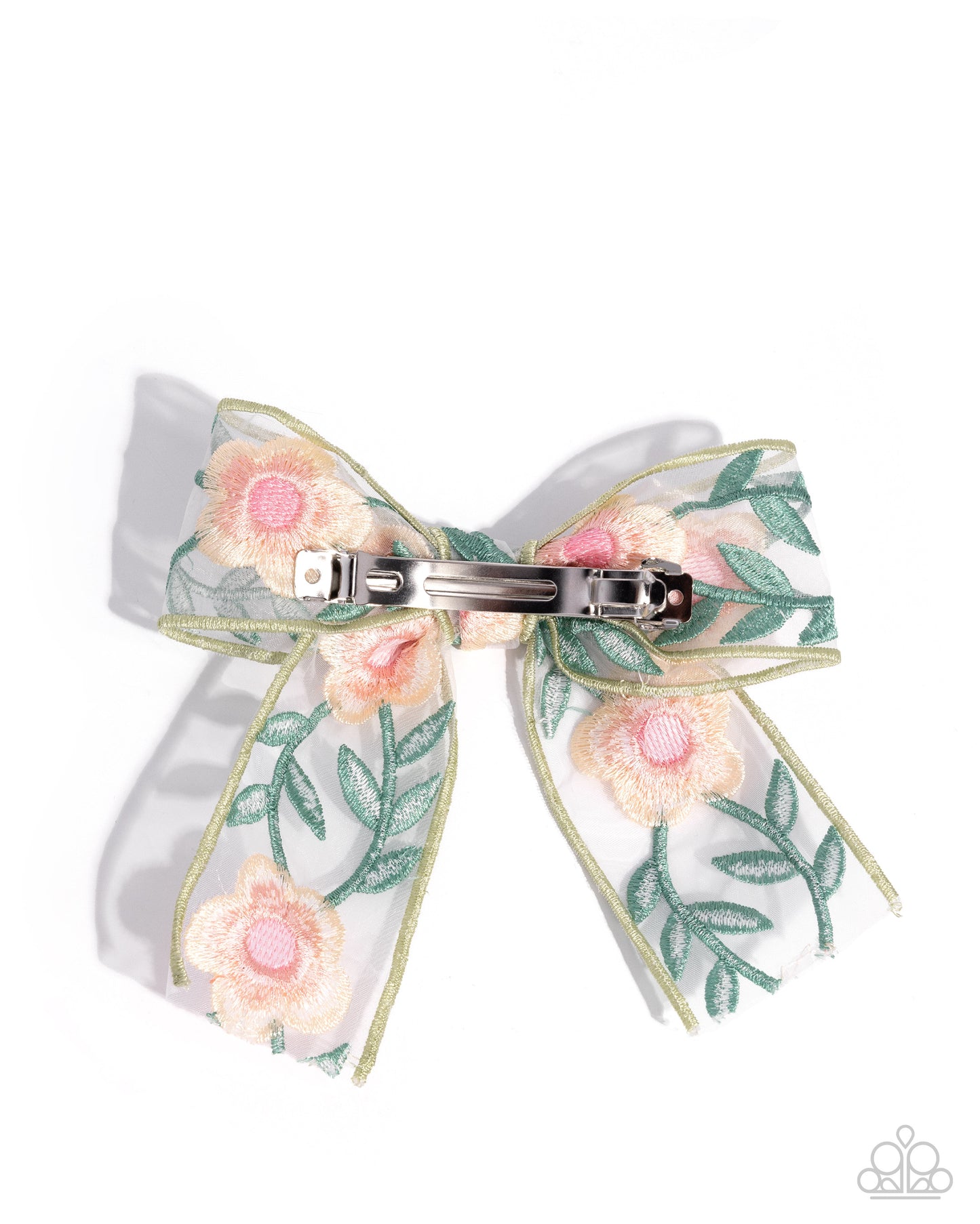 Garden Gusto - Multi Green, Yellow Flowered Ribbon Hair Bow Clip Paparazzi H0219