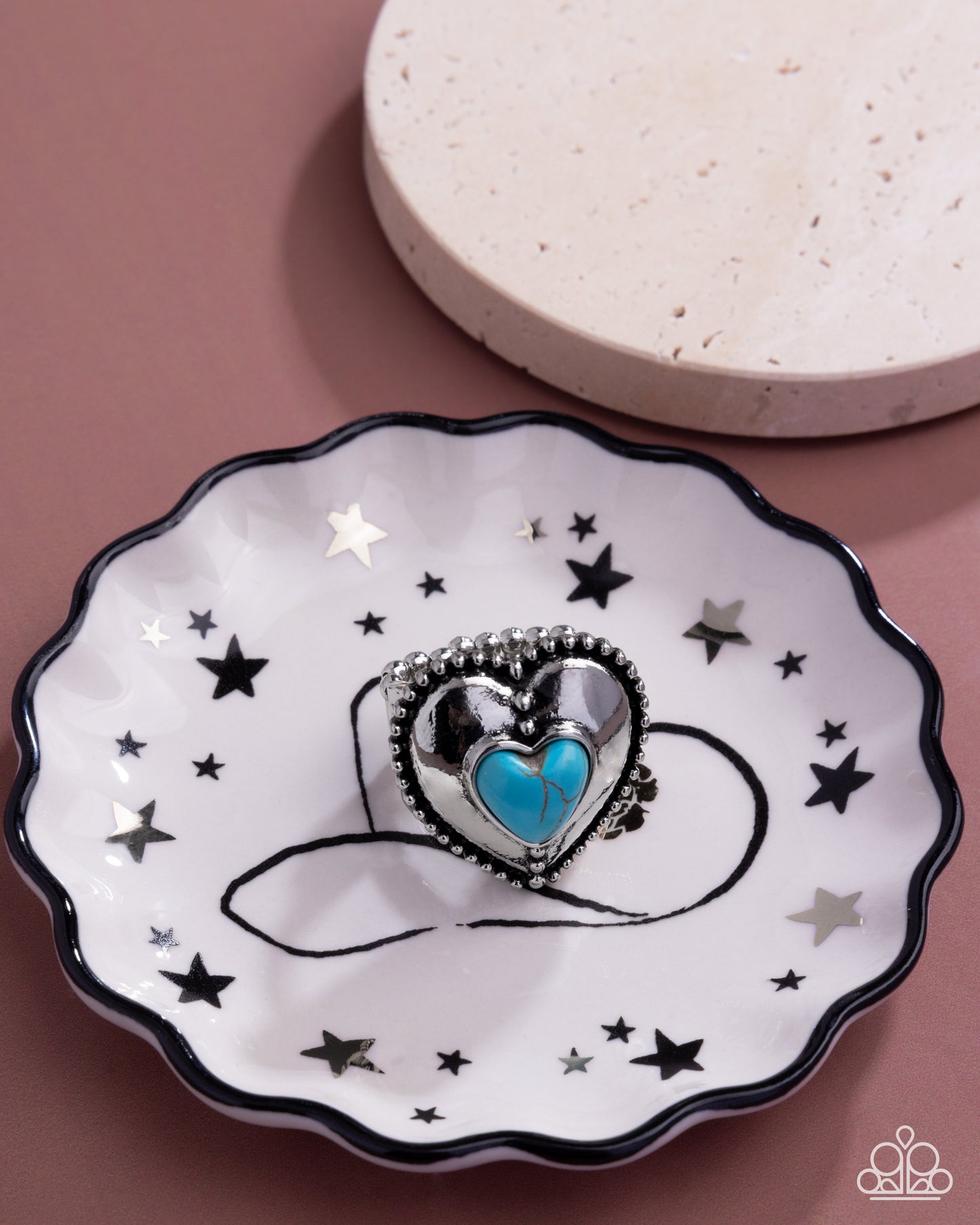 Paparazzi COURTING Chance - Blue Turquoise Heart Silver Ring Santa Fe Style R1225