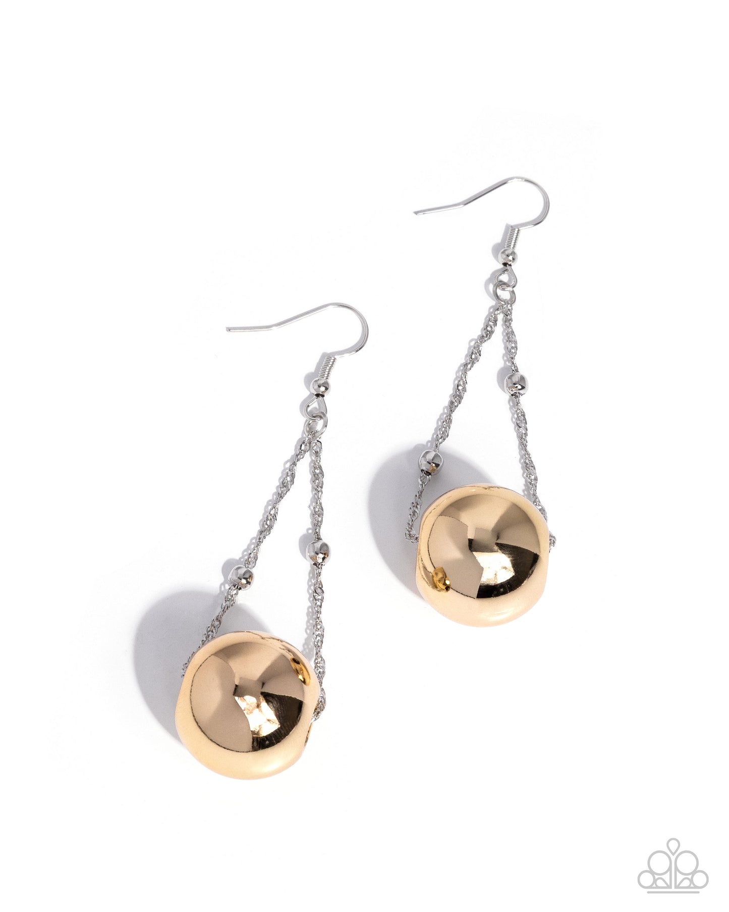 Edgy Emphasis - Silver Satellite Singapore Chain & Gold Ornament Earring