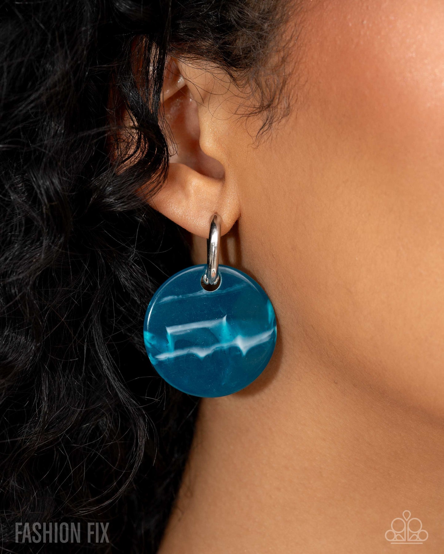 Spirited Show - Blue Acrylic Disc 1/2 Inch Hoop Earring Fashion Fix Glimpses Of Malibu July 2025 Paparazzi E2990