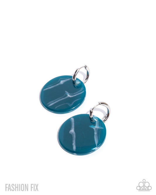 Spirited Show - Blue Acrylic Disc 1/2 Inch Hoop Earring Fashion Fix Glimpses Of Malibu July 2025 Paparazzi E2990