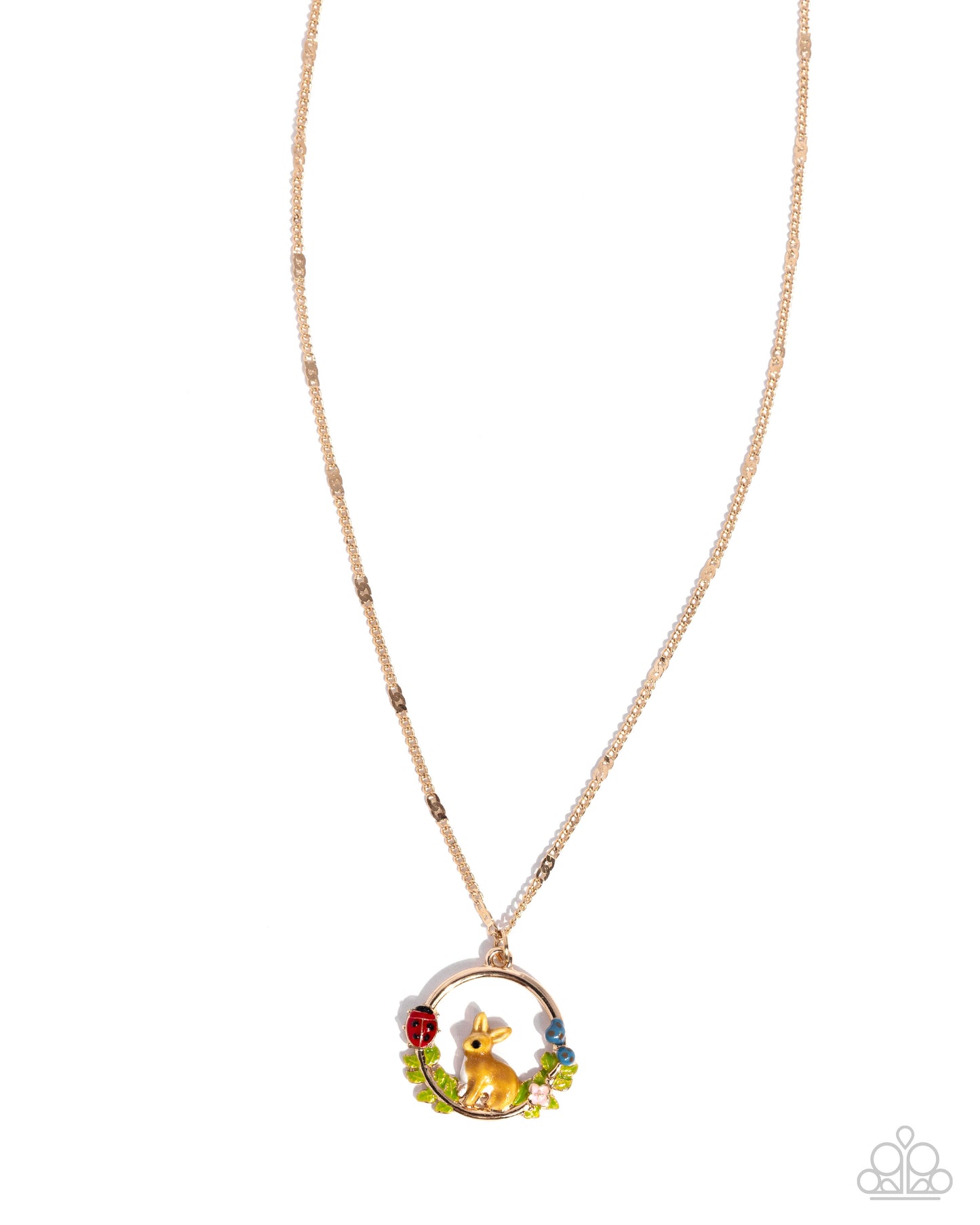 Paparazzi Easter Emblem - Gold Bunny Garden Motif Easter Necklace N3963