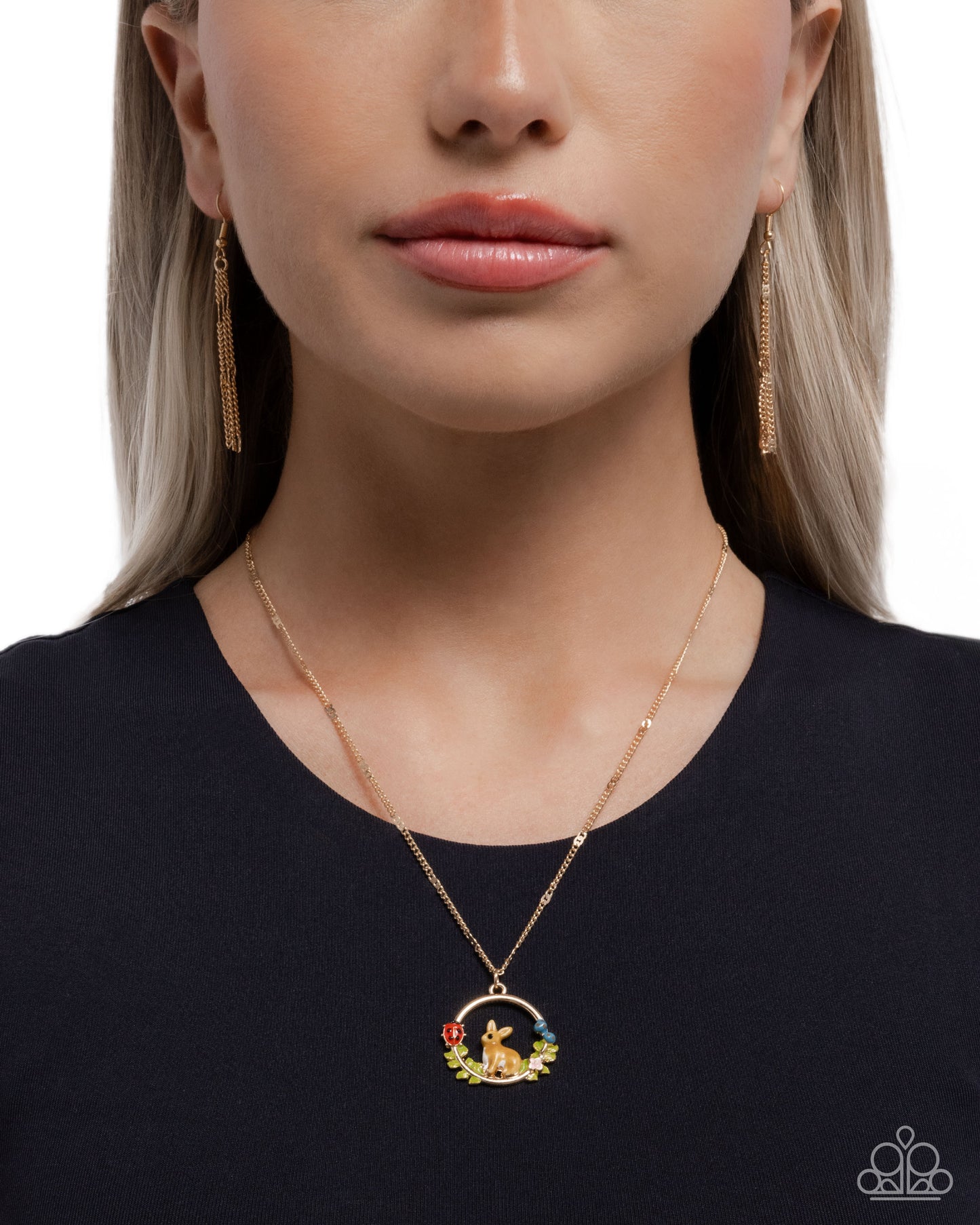 Paparazzi Easter Emblem - Gold Bunny Garden Motif Easter Necklace N3963