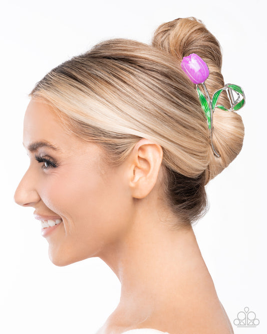 Floriculture Fever - Purple Tulip Flower Hair Claw Clip Paparazzi H0208