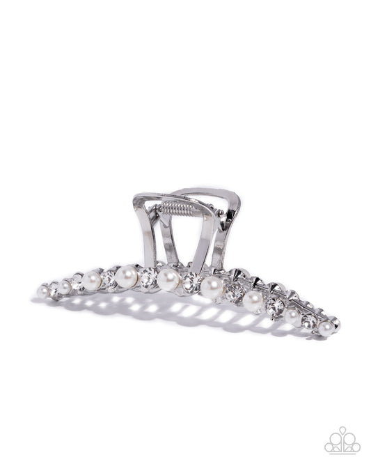 Paparazzi Social Shimmer - White Gem & Pearl Hair Claw Clip