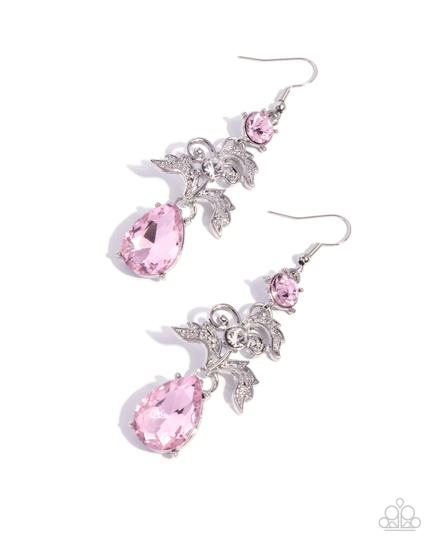 Paparazzi Spiral Sashay - Pink - Light Rose Gem & White Rhinestone Earring E3349