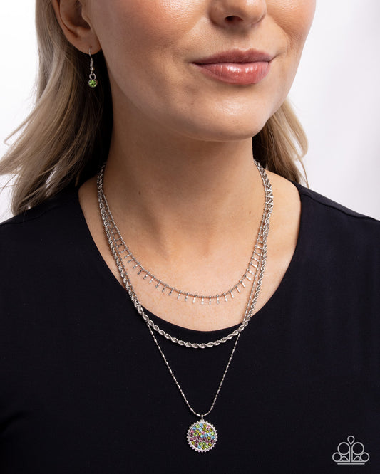 Paparazzi Mind-Blowing Boulevard - Multicolored Rhinestone Silver Layered Necklace N3979