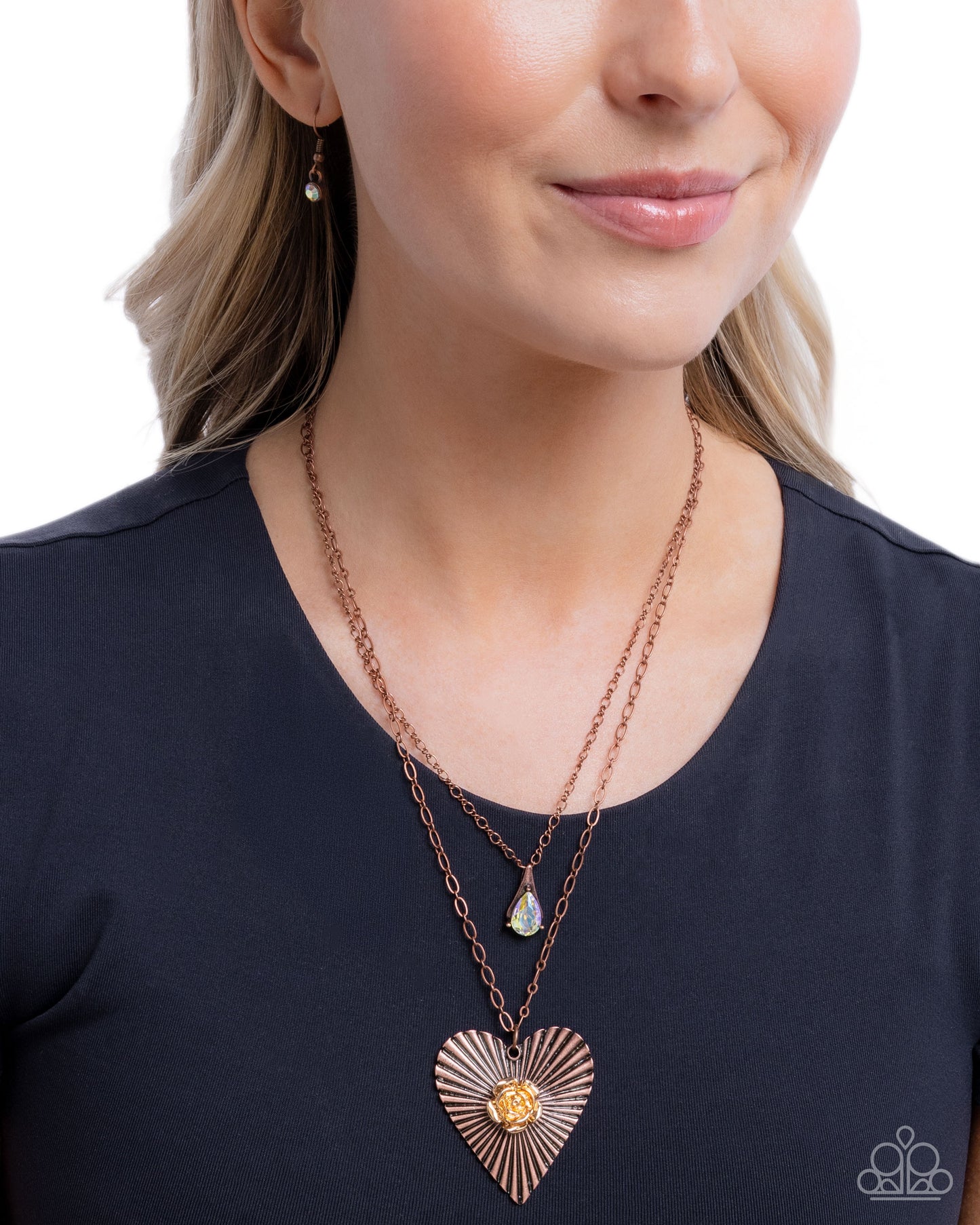 Paparazzi Hypnotic Hero - Copper Heart & Gold Rose Necklace