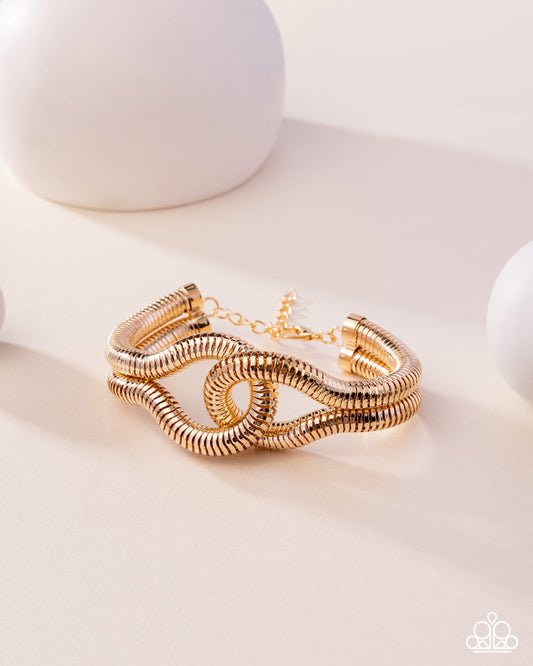 Interlocked Ignition - Gold Snake Chain Edgy Bracelet Paparazzi 2025 Convention Exclusive B2344