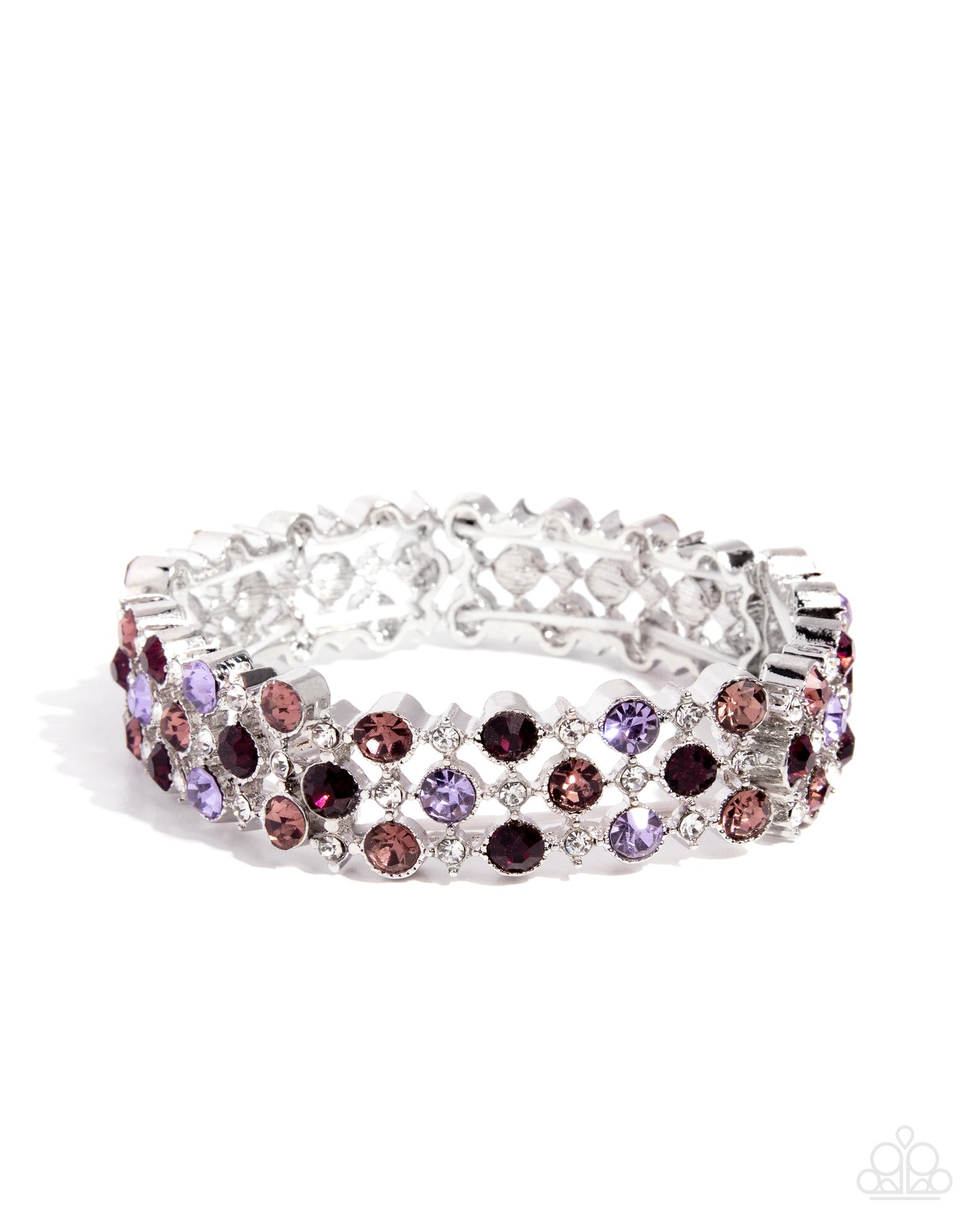 Paparazzi Ladylike Lattice - Purple, Light Amethyst, Fuchsia, Violet Rhinestone Stretch Bracelet B2450