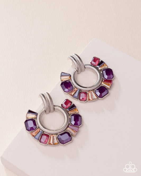 Courteous Chic - Purple Damson, Winterberry, Light Topaz, Peach Gem Post Earring Paparazzi 2025 Convention Exclusive E3058