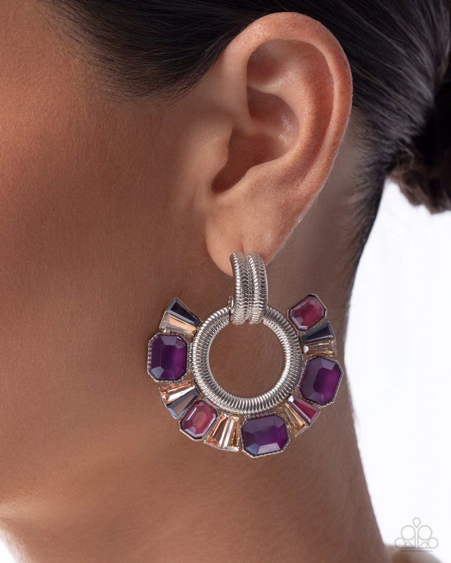 Courteous Chic - Purple Damson, Winterberry, Light Topaz, Peach Gem Post Earring Paparazzi 2025 Convention Exclusive E3058