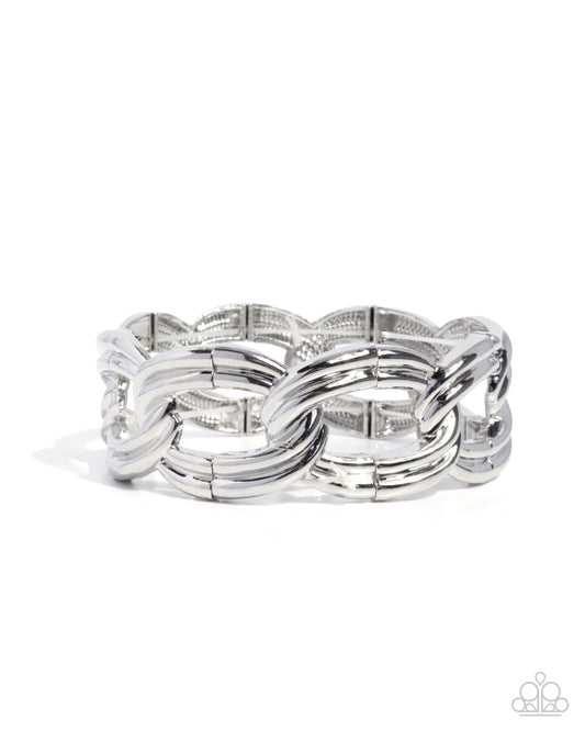 Paparazzi Weathered Workday - Silver Stretch Bracelet B0728