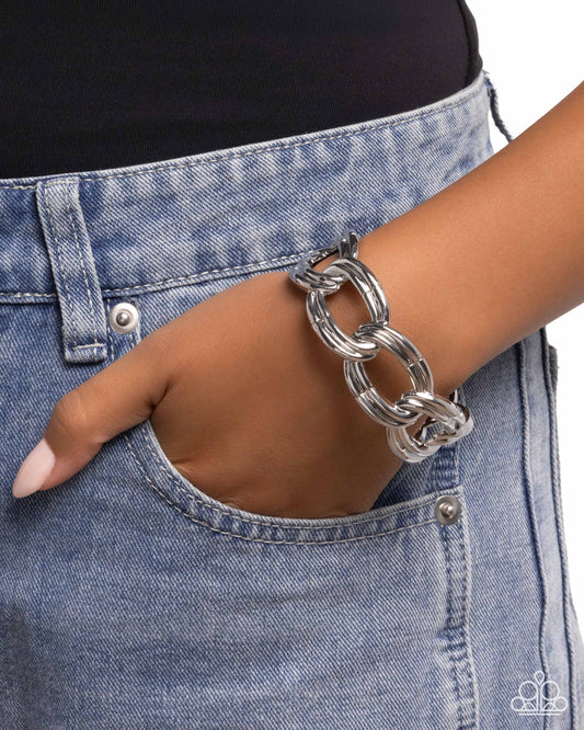 Paparazzi Weathered Workday - Silver Stretch Bracelet B0728