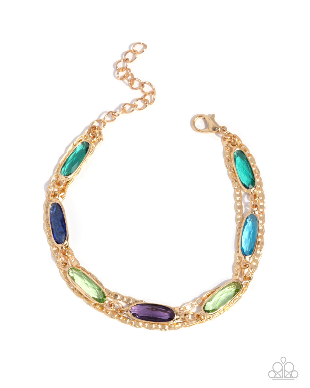 Paparazzi Tailored Tradition - Multicolored Transparent Bead Gold Chain Bracelet