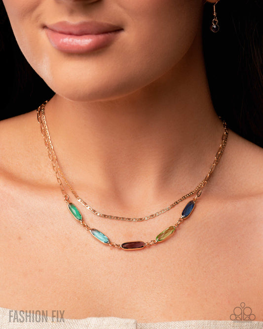 Tailored Theme - Multicolored Bead Gold Necklace Sunset Sightings Fashion Fix July 2025 Paparazzi N3473